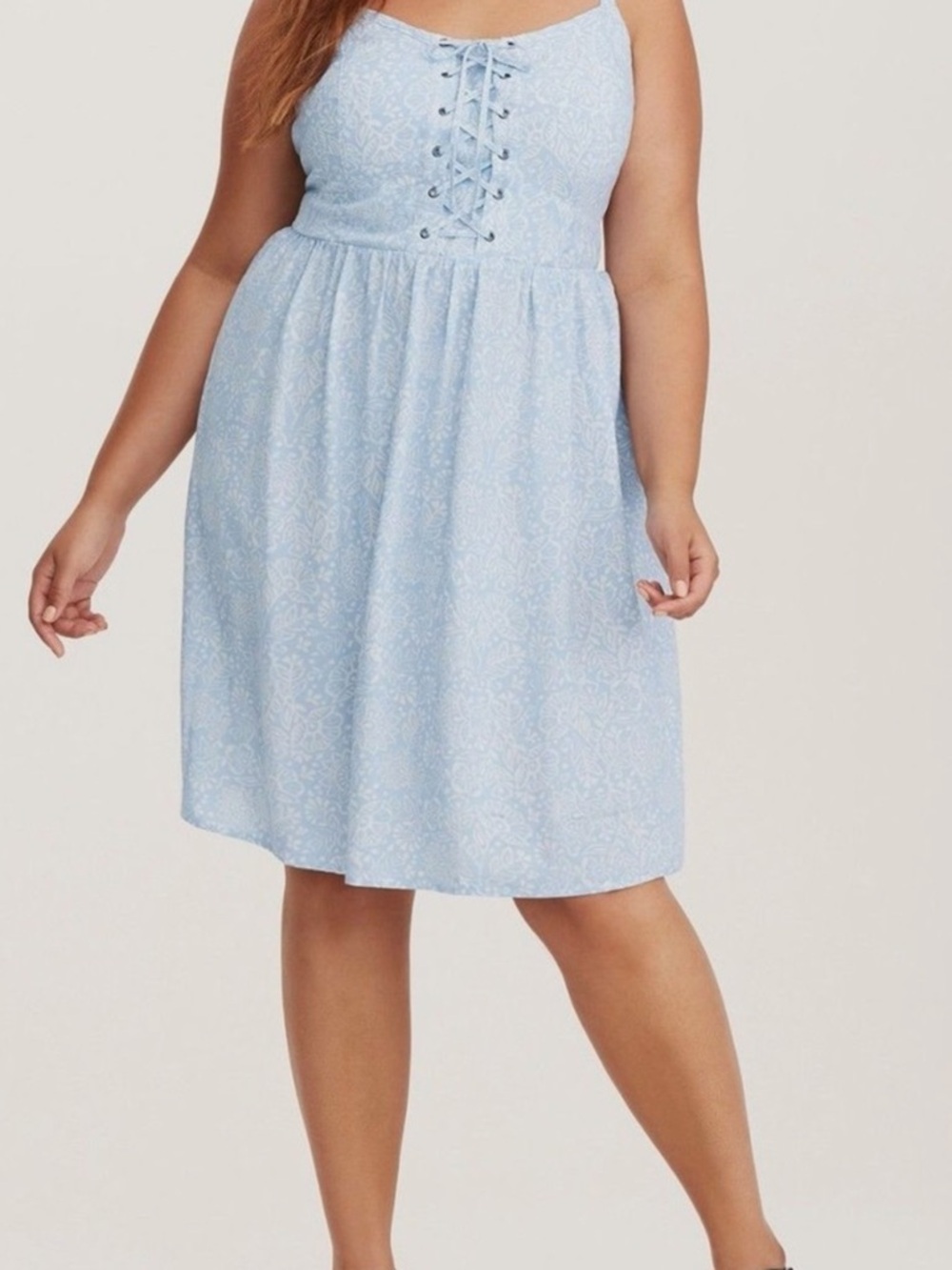 torrid Light Blue Lace-Up Midi Dress